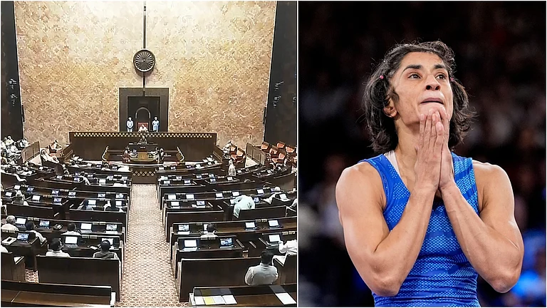 Oppn walks out of Rajya Sabha over refusal of its demand to discuss Phogat's disqualification | - PTI